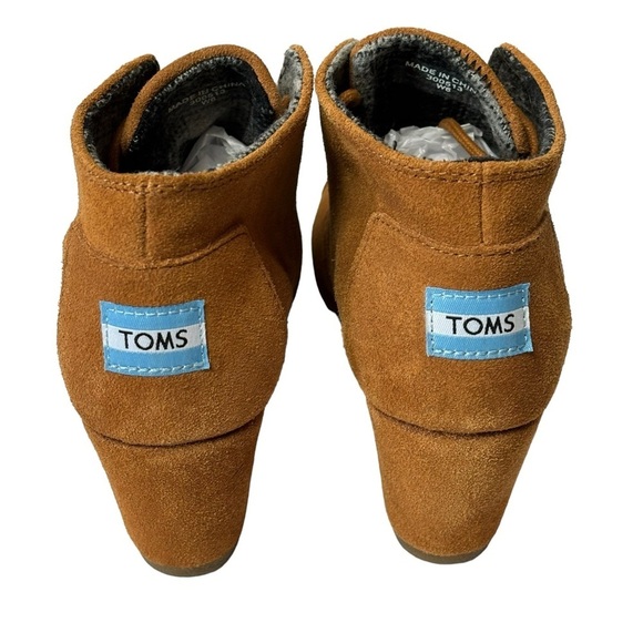 Toms Cognac “ Yellow Gold” Corlina Round Toe Lace Up Wedge Shoes Size 6 NEW - Picture 7 of 8